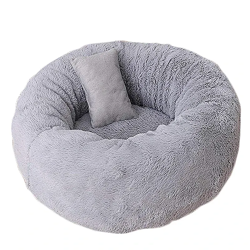 Pat rotund pentru câine gri - 100×100×23 cm